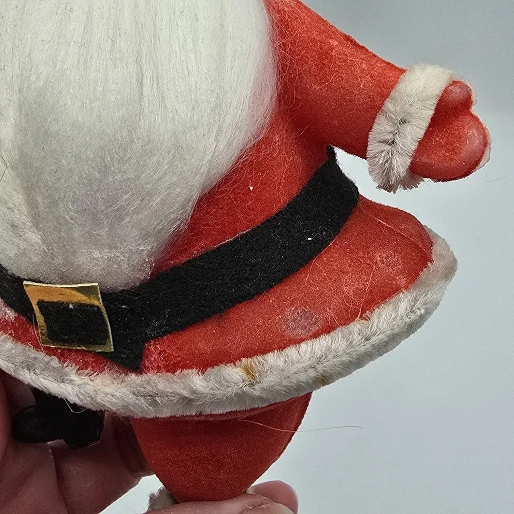 Vintage Flocked Dancing Santa Claus 1960s Christmas‎ Holiday Kitschy 7